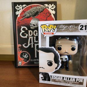 Funko Pop! - Edgar Allan Poe # 21 and Book Of Illustrated Tales BUNDLE  MINT !!!